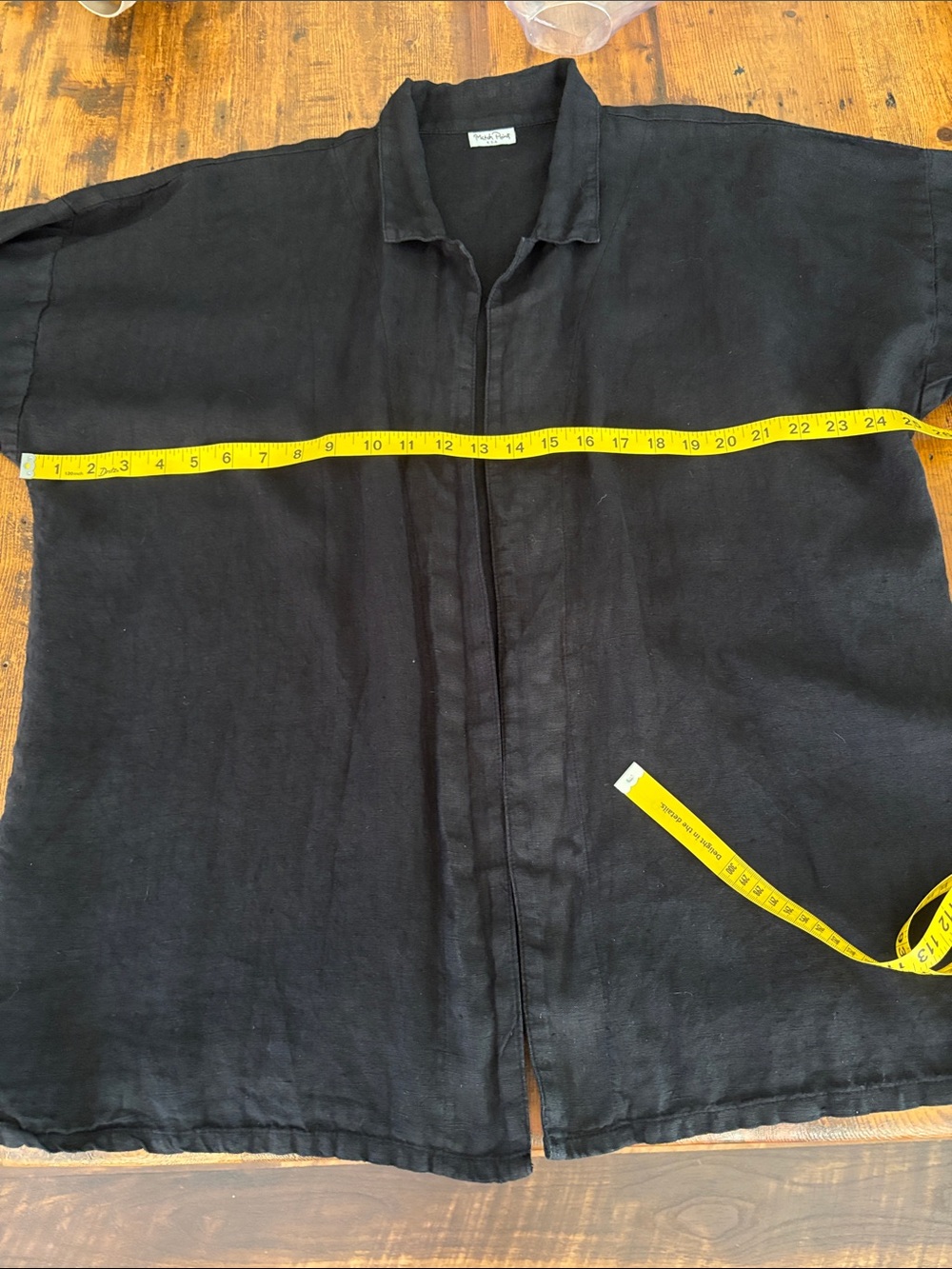 MatchPoint USA Black Linen Open Front Lagenlook Relaxed Jacket Sz L - Picture 6 of 10